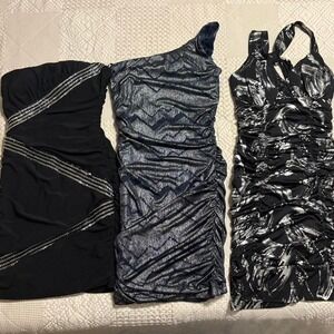 Bundle of 3 Y2K Sparkly Bodycon Party Dresses, Size Small